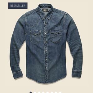 Denim Button-Up Shirt RRL
Slim Fit Denim Western Shirt - Dark Wash